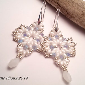 Earrings pattern with Swarovski, Costanza earrings, earrings tutorial with Swarovski and superduo beads