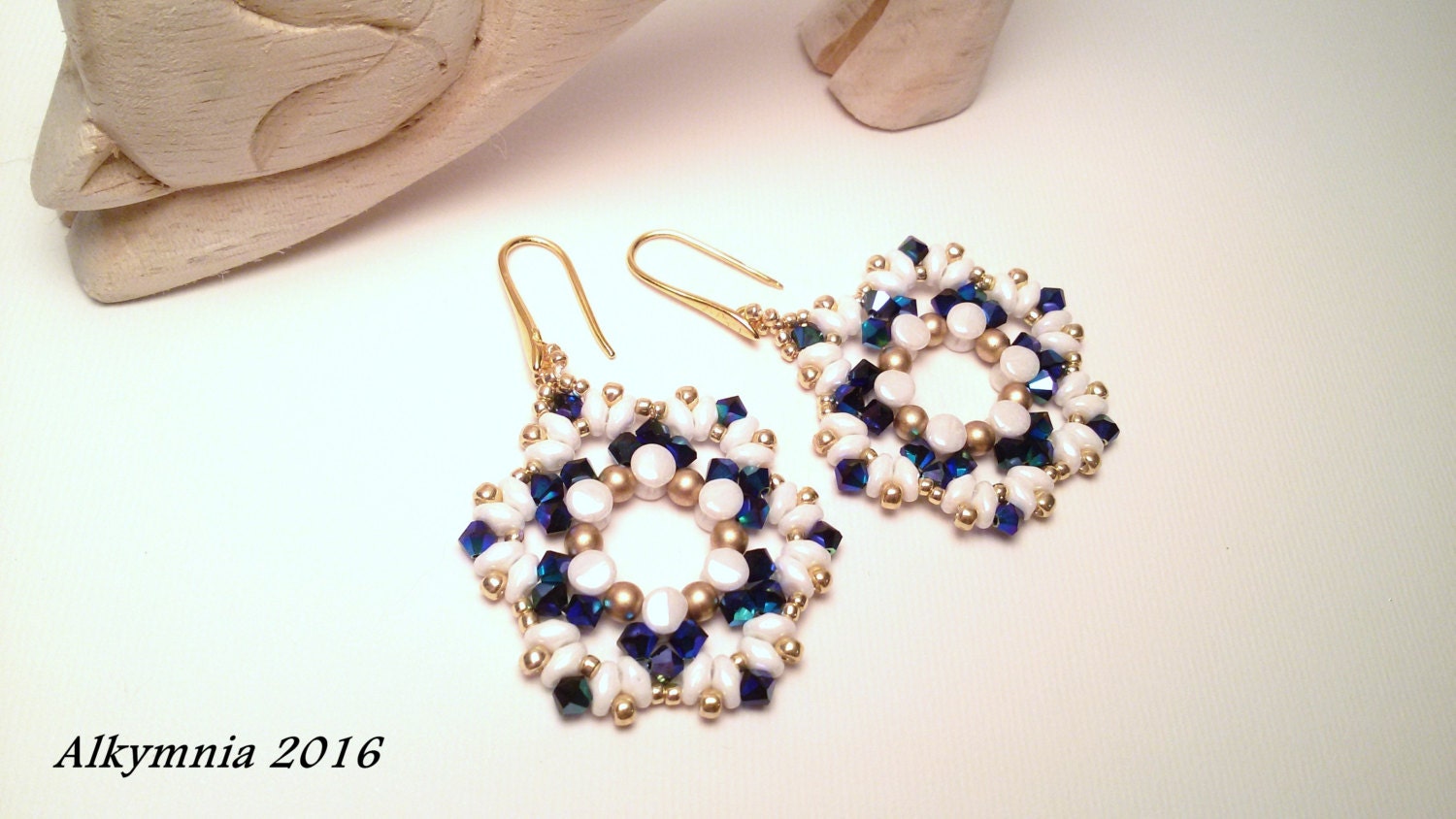 Beaded Earrings Pattern With Superduo and Swarovski by