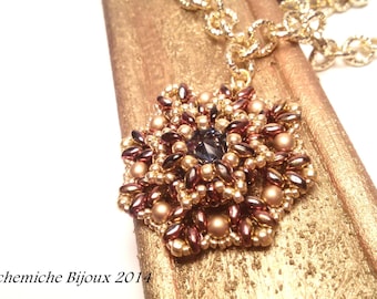 How to make Lucrezia Pendant | Bead TUTORIAL with superduo, round beads and rivoli | Beaded PATTERN