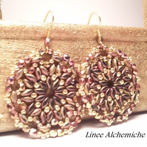 How to make superduo and Fire polish earrings, Simple Round earrings TUTORIAL, beaded earrind DIY