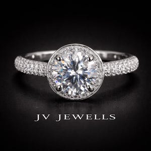 1 Ct Round Cut Certified Lab-Grown Diamond Wedding Ring | Engagement Diamond Halo Ring | 925 Silver 14K Gold | Vintage Bridesmaid Jewelry