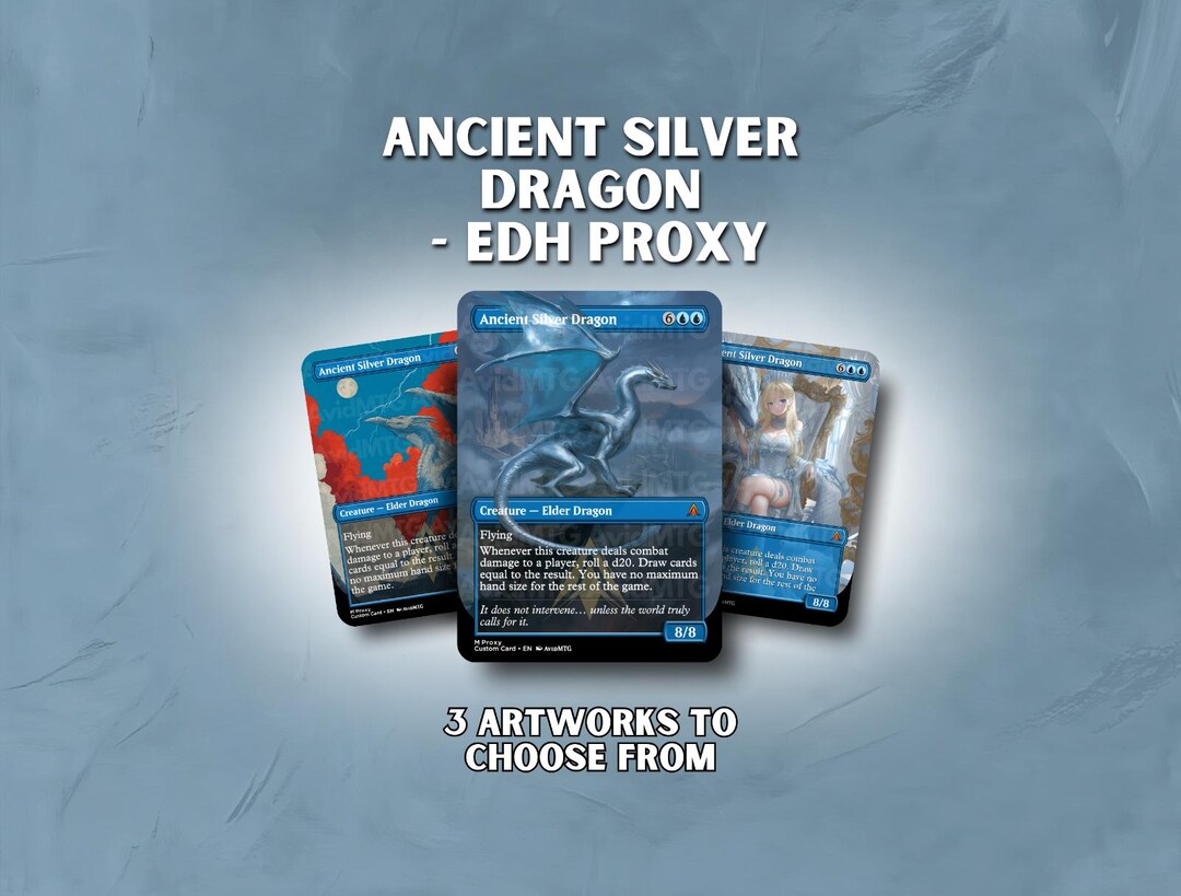 Ancient Silver Dragon - Custom Card - Etsy
