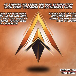 May include: An orange and gold logo with the text "AT AVIDMTG WE STRIVE FOR 100% SATISFACTION" and other text. The logo is a stylized arrow shape. The background is a gradient of orange and brown.