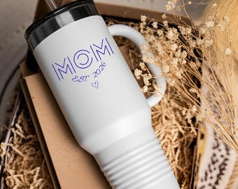 Regalo para el Día de la Madre 2026, Vaso térmico Mom Est 2026 de 40 oz, Regalo para mamá primeriza, Taza personalizada para mamá, Regalo para baby shower, Taza de viaje con aislamiento térmico
