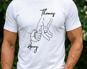 Camiseta personalizada para padre e hijo, camiseta con nombres personalizados para papá e hijo, camiseta minimalista con diseño de líneas dibujadas a mano, regalo para papá de parte de su hijo, regalo para el Día del Padre