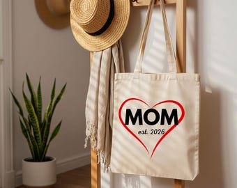 Bolso de mano Mom Est 2026, Regalo para mamá primeriza, Regalo del Día de la Madre, Mamá establecida en 2026, Bolso de mamá personalizado, Bolso de mano lindo para mamá, Bolso reutilizable,