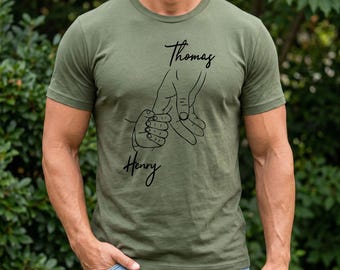 Camiseta personalizada para padre e hijo, camiseta con nombres personalizados para papá e hijo, camiseta minimalista con diseño de líneas dibujadas a mano, regalo para papá de parte de su hijo, regalo para el Día del Padre