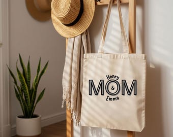 Bolso de mano para mamá personalizado con los nombres de los niños, bolso personalizado para mamá (Est. 2026), regalo para mamá primeriza, bolso minimalista para mamá, regalo para madre