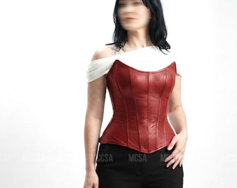 Corset bustier HANDMAE en cuir noir - Ceinture amincissante - Style gothique - Haut à porter au quotidien