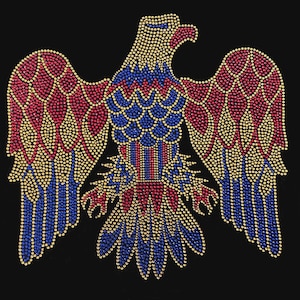 Elvis Eagle rhinestone iron on transfer design, Bling Eagles hot fix patch heat transfer