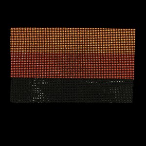 May include: A rectangular patch featuring a horizontal gradient of small, reflective rhinestones. The design transitions from a bright orange at the top, through a deep red in the middle, to a solid black band at the bottom edge.