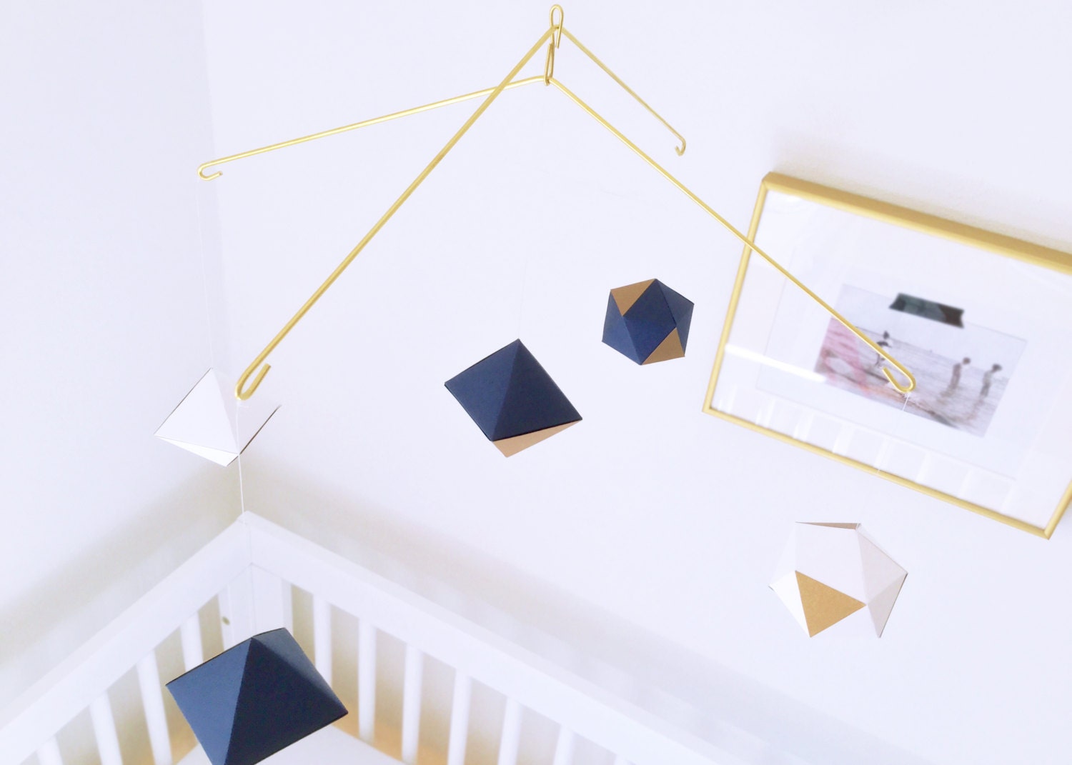 Modern geometric mobile baby mobile nursery mobile white Etsy