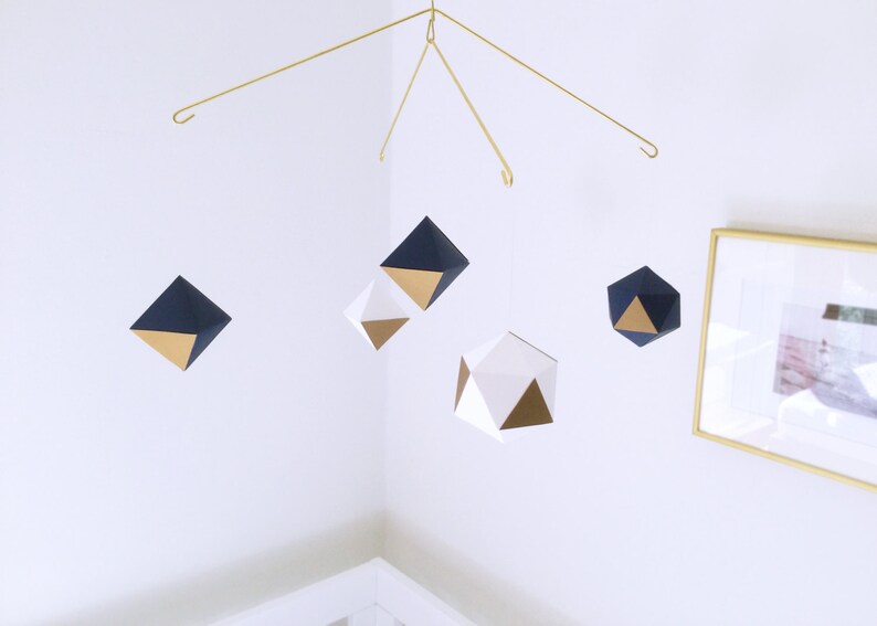 Modern geometric mobile baby mobile nursery mobile white Etsy