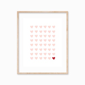 hearts print- pink valentine&#39;s day print, valentine printable, art print, girls room decor, pink nursery wall art, galentines decor