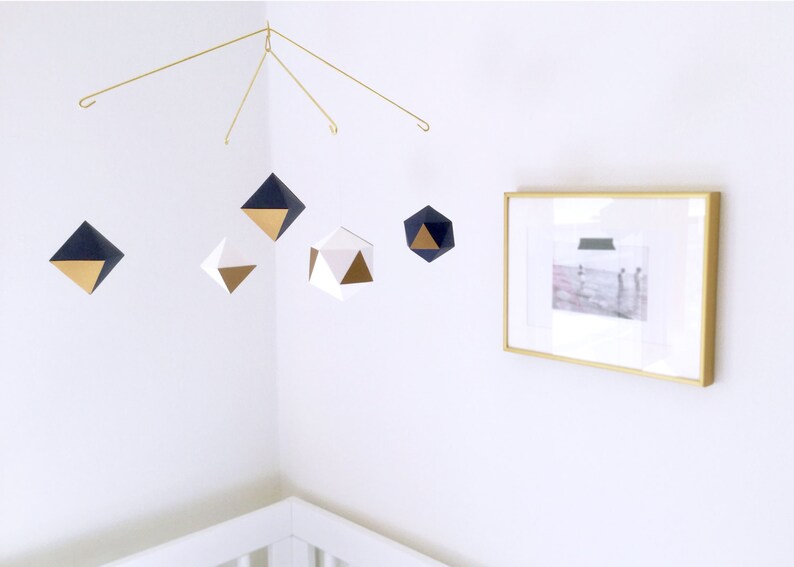 Modern geometric mobile baby mobile nursery mobile white Etsy
