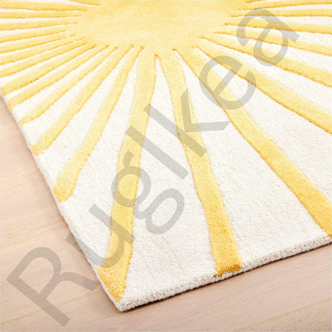 Handmade Sun Rising Loop Cut Wool Area Rug, Soft Plush Natural Fiber ...