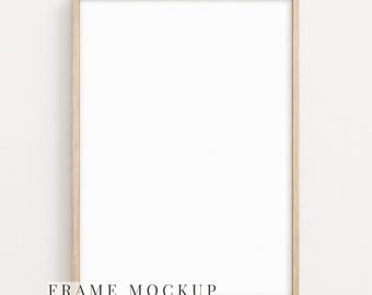 DIN A Eiche Rahmen Mockup, minimalistischer vertikaler dünner Holzrahmen PSD, digitales Poster Mockup, Scandi Stil Kunstrahmen, sofortiger Download