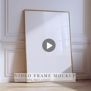 Maqueta de marco de vídeo para conjunto de 3 impresiones, maqueta de póster DIN A en formato PSD, maqueta de arte mural animado, descarga en formato MP4 y JPG.