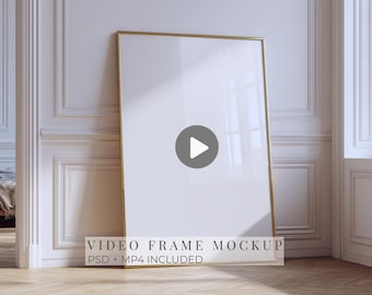 Video Rahmenmockup für 3er Set Drucke, DIN A Poster Mockup PSD, Animiertes Wand Kunst Mockup, MP4 JPG Download