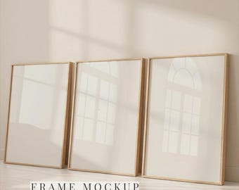 3 Bilderrahmen Mockup Set, PSD Smart Objekt im Verhältnis 2:3, skandinavisches Interieur Mockup, minimales Wandkunst Mockup, JPG PSD Download