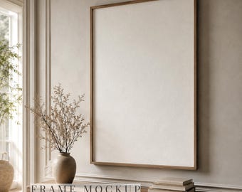Vintage Frame Mockup, PSD Smart Object, 2:3 Poster Mockup, Rustic Wall Art Mockup, Neutral Home Frame Mockup, JPG Download