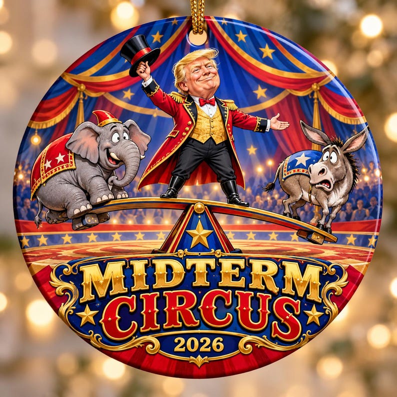 Circus Tree By R Trump Midterm Circus Ornament 2026, Political Cartoon Decor, Elephant ...