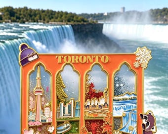 Toronto Seasons Portrait Quicksand Liquid Shaker Magnet | Four Seasons Cityscape Travel Souvenir Gift