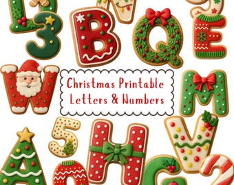 Peperkoek Kerstalfabet PNG, Kerstletters en -cijfers, Peperkoekje Clipart, Feestelijk Monogram, Sublimatie PNG