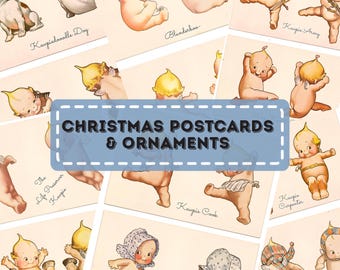 Vintage Kewpie Kutouts ansichtkaarten en kerstversieringen: printbaar collagevel, scrapbooking, junk journal (digitale download)