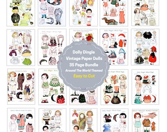 Dolly Dingle Vintage Paper Dolls - 35 Page Bundle - Around the World (PDF Digital Download)