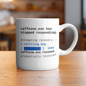 Koffein Tasse 20 oz, caffeine.exe hat aufgehört zu reagieren, Lustiger Programmierer Becher, Programmierer Kaffeetasse, Sysbenutzer Geschenk, Gamer Tasse, Coder Geschenk