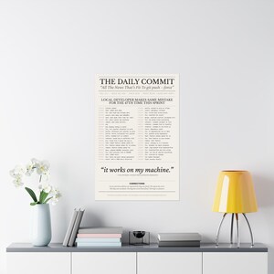 Funny Programmer Poster, Developer Humor Wall Art, Git Commit Software Engineer Gift, Coder Print, Sysadmin Gift, Tech Office Decor