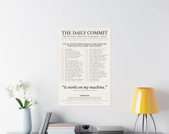 Funny Programmer Poster, Developer Humor Wall Art, Git Commit Software Engineer Gift, Coder Print, Sysadmin Gift, Tech Office Decor