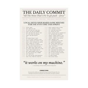 Pôster engraçado para programador, arte de parede com humor para desenvolvedores, presente para engenheiro de software que usa Git para commits, pôster para programador, presente para administrador de sistemas, decoração para escritório de tecnologia