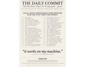 Funny Programmer Poster, Developer Humor Wall Art, Git Commit Software Engineer Gift, Coder Print, Sysadmin Gift, Tech Office Decor