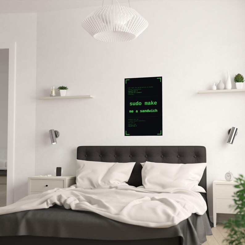 Funny linux programmer poster, sudo make me a sandwich terminal wall art print, sysadmin hacker gift poster, command line coder office decor image 8