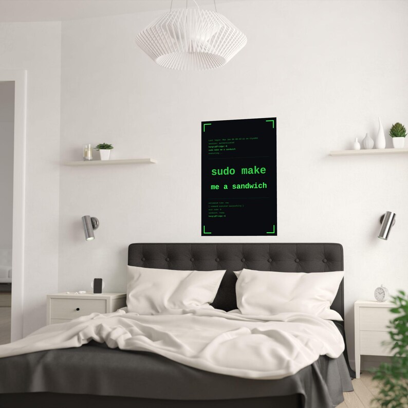 Funny linux programmer poster, sudo make me a sandwich terminal wall art print, sysadmin hacker gift poster, command line coder office decor image 13