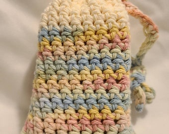 Crocheted Soap Sock, Soap Saver, Cotton Soap Bag Multi