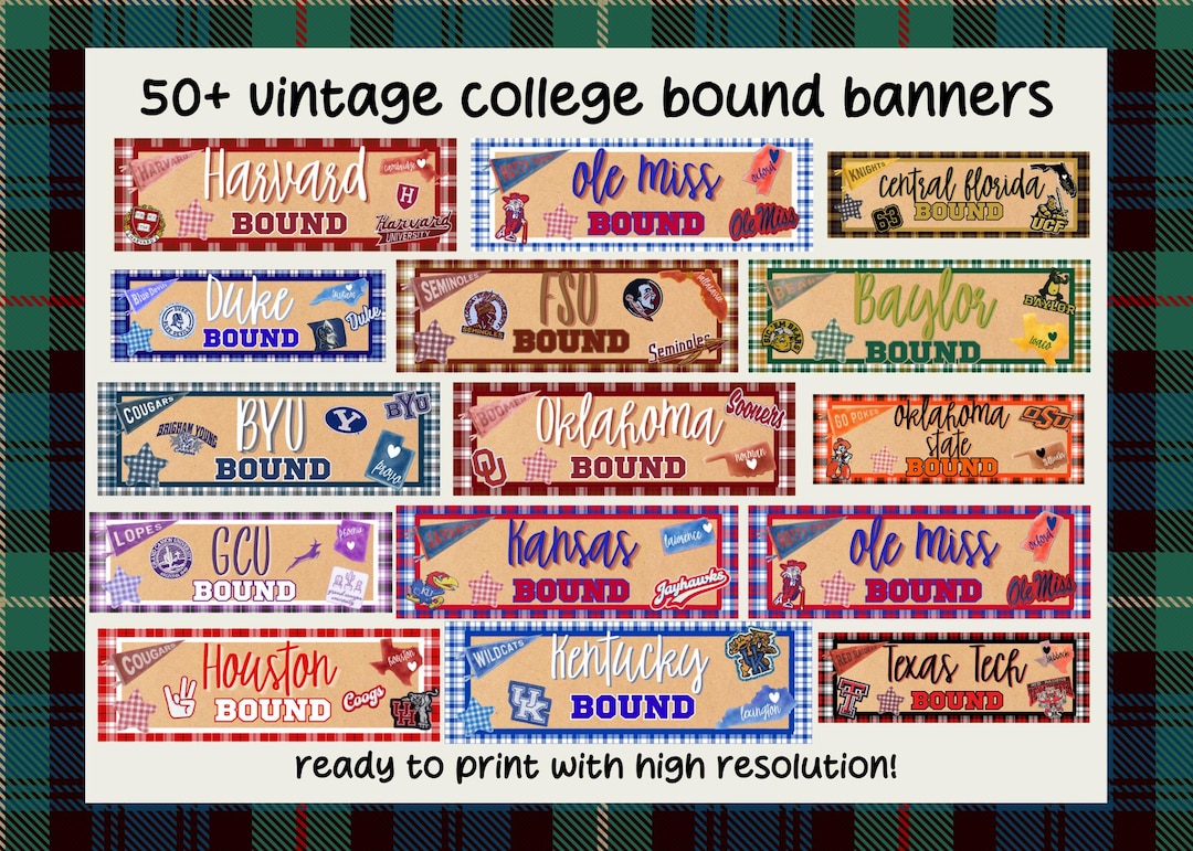 50+ Vintage College Bound Banner Templates | Digital Download - Etsy