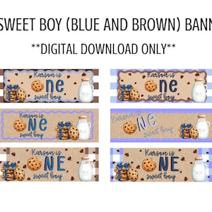 Baner „One Sweet Boy” | Baby Shower z ciasteczkami i mlekiem (pobranie cyfrowe)