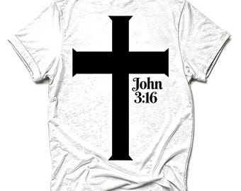 Christliches Kreuz Shirt, Johannes 3:16 Bibel Vers T-Shirt, Glaube Bekleidung