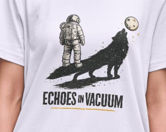 Echoes in Vacuum Shirt,Astronaut Wolf Shadow Tee,Back To The Moon,One Mission Launch T-Shirt,Moon Landing Shirt,Planet Lover Tee,Moon Shirt