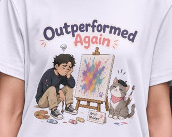 Funny Cat Artist Shirt,Outperformed Again Tee,Absurd Humor Parody Tee,Premium Graphic T-Shirt,Funny Mood Tee,Group Shirt,artist tshirt