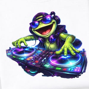 Cool Frog DJ Party Music Tee,Frog Tee,Cute Frog Gift,Vintage Whimsical Aesthetic Frog,Funny Animal Graphic Tee,Fantasy Knight Tee,Funny Tee