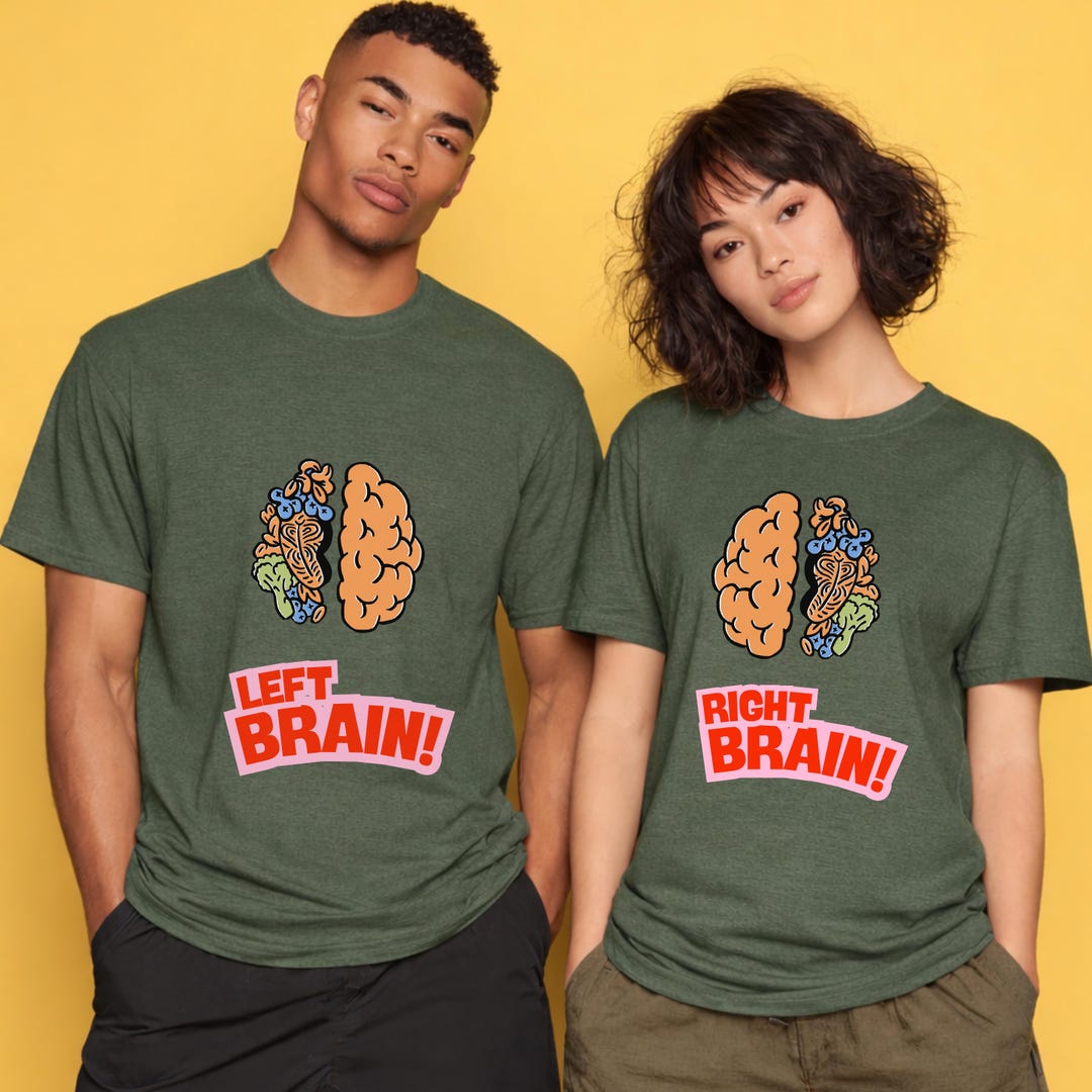 Right Brain Left Brain Matching Shirt,use Your Brain Aesthetic Tee ...