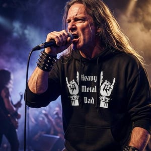Heavy Metal Dad Hoodie – Father’s Day Rock Dad Gift, Devil Horns Hoodie – Metal Lover Hoodie, Cool Dad Gift, Rocker Hoodie