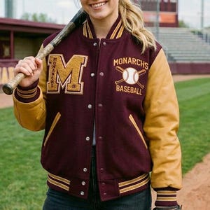 Baseball Varsity Jacket aangepaste chenille-patches en geborduurde sportkleding cadeau voor haar Gepersonaliseerde vintage Letterman-jas voor vrouwen