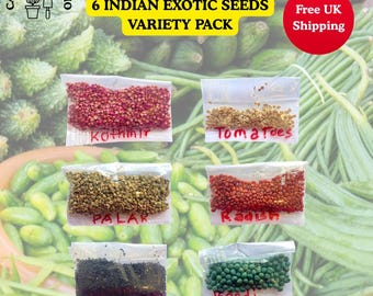 Exotic Indian 6 Pack Vegetable Seeds Easy To Grow Garden Seeds