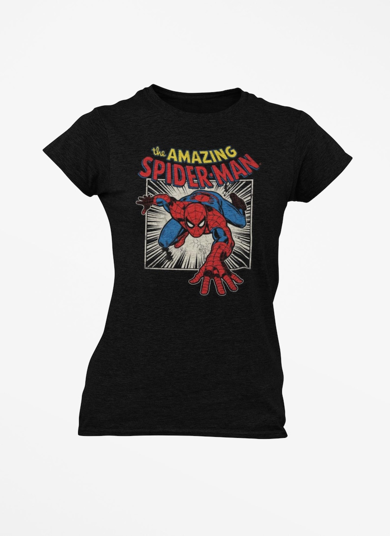 Vintage Spiderman Shirt, Comfort Colors 1717 Graphic Tee, Retro Marvel Superhero Tshirt, Custom Spiderman Outfit,Gift for Him, 90s Aesthetic image 1