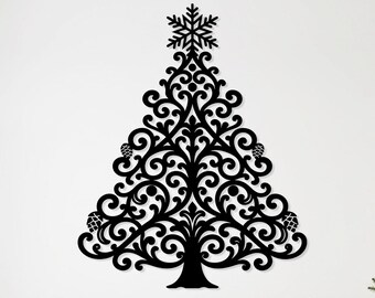 Archivo de corte de árbol de Navidad SVG DXF, diseño listo para láser CNC, decoración navideña de pared, archivos DXF navideños para plasma, decoraciones navideñas de metal DXF
